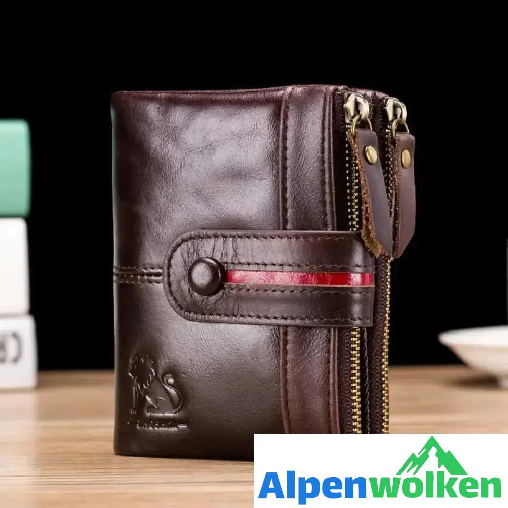 Alpenwolken - Geldbörse aus gewachstem Leder mit Schnalle für Herren