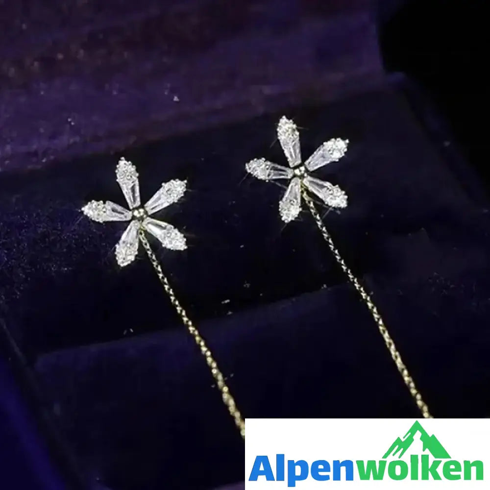 Alpenwolken - Glänzende Diamantblumenohrringe