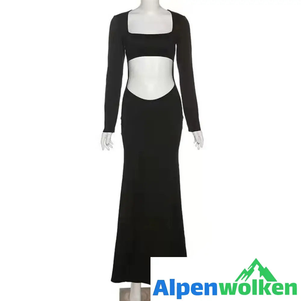 Alpenwolken - Grace - Langärmliges Maxikleid Schwarz