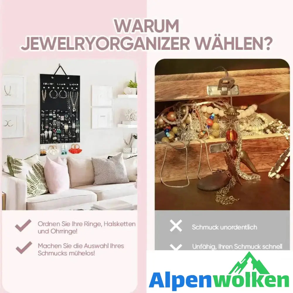 Alpenwolken - Hängender Schmuck-Organizer aus Filz