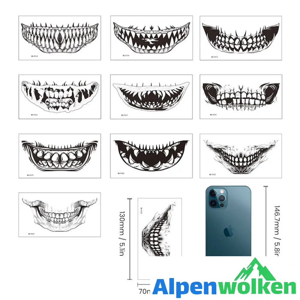 Alpenwolken - Halloween Streich lustiger temporärer Tattoo-Aufkleber(10 Stück)