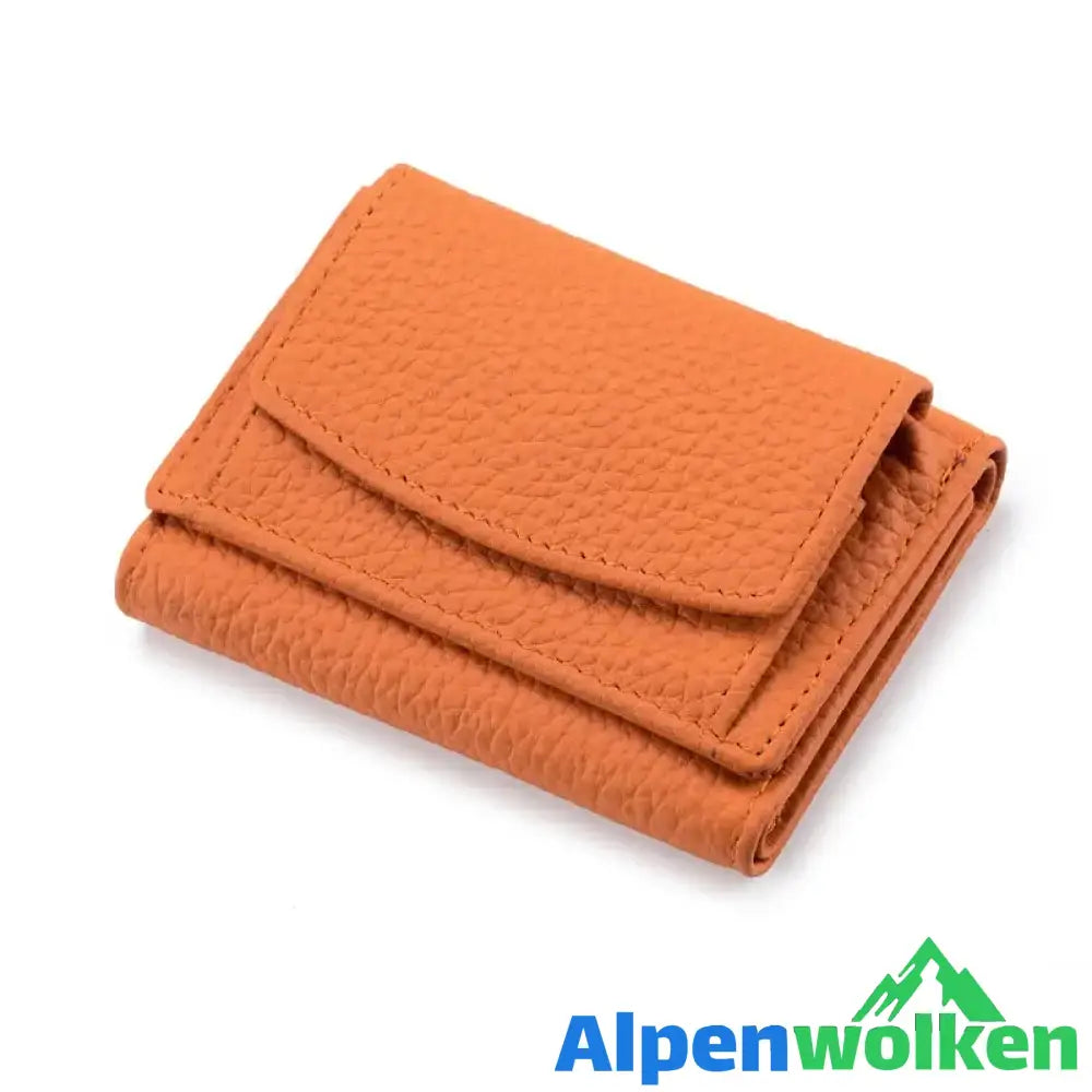 Alpenwolken - Handgefertigte RFID-Geldbörse aus weichem Leder Orange