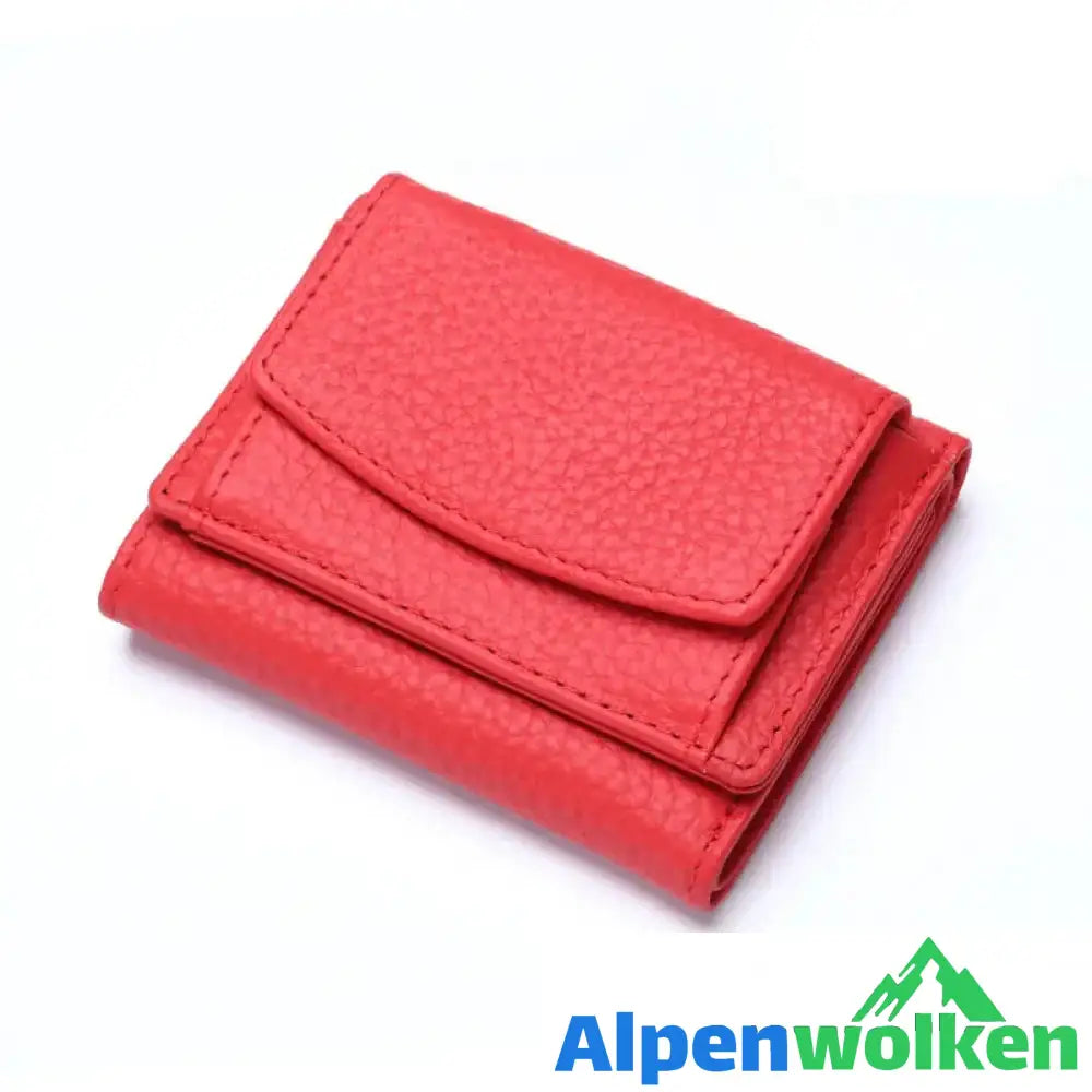 Alpenwolken - Handgefertigte RFID-Geldbörse aus weichem Leder Rot