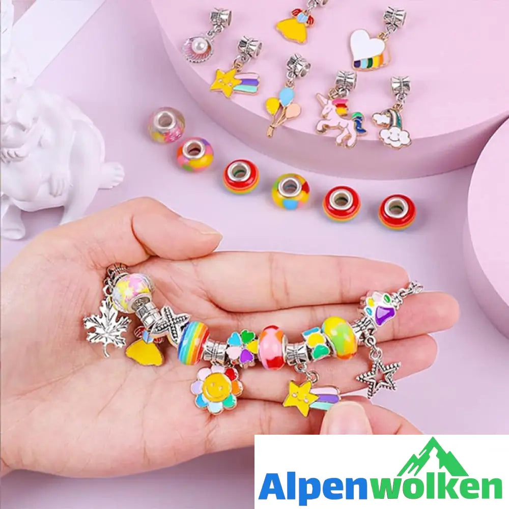 Alpenwolken - Handgefertigtes Perlenarmband-Set für Kinder