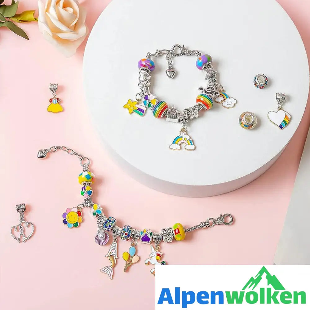 Alpenwolken - Handgefertigtes Perlenarmband-Set für Kinder