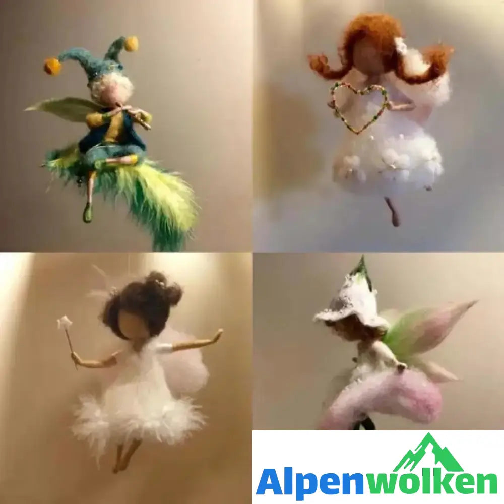 Alpenwolken - Handgemachte kleine Fee DIY Wollnadelfilz-Handwerksset-schlüsselanhänger häkelntiere