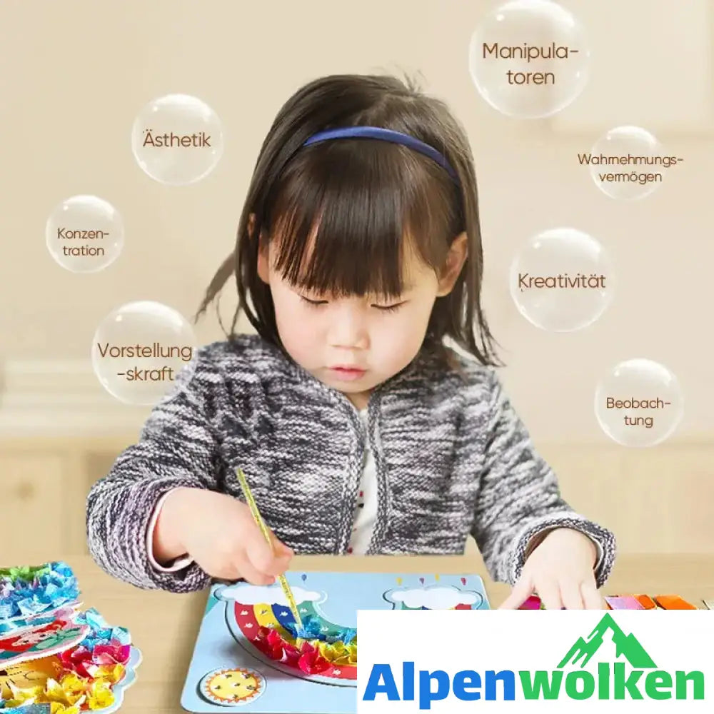 Alpenwolken - Handmalerei für Kinder