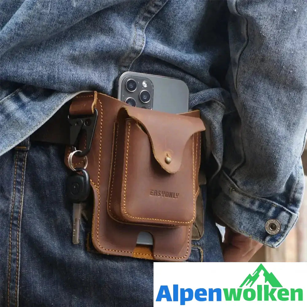 Alpenwolken - Handy-Gürteltasche aus Leder