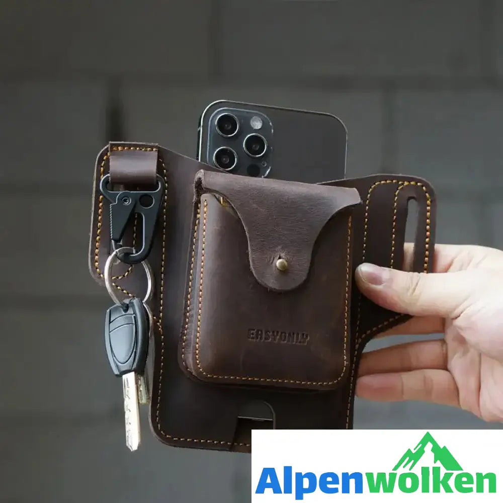 Alpenwolken - Handy-Gürteltasche aus Leder