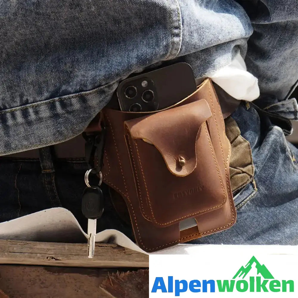 Alpenwolken - Handy-Gürteltasche aus Leder