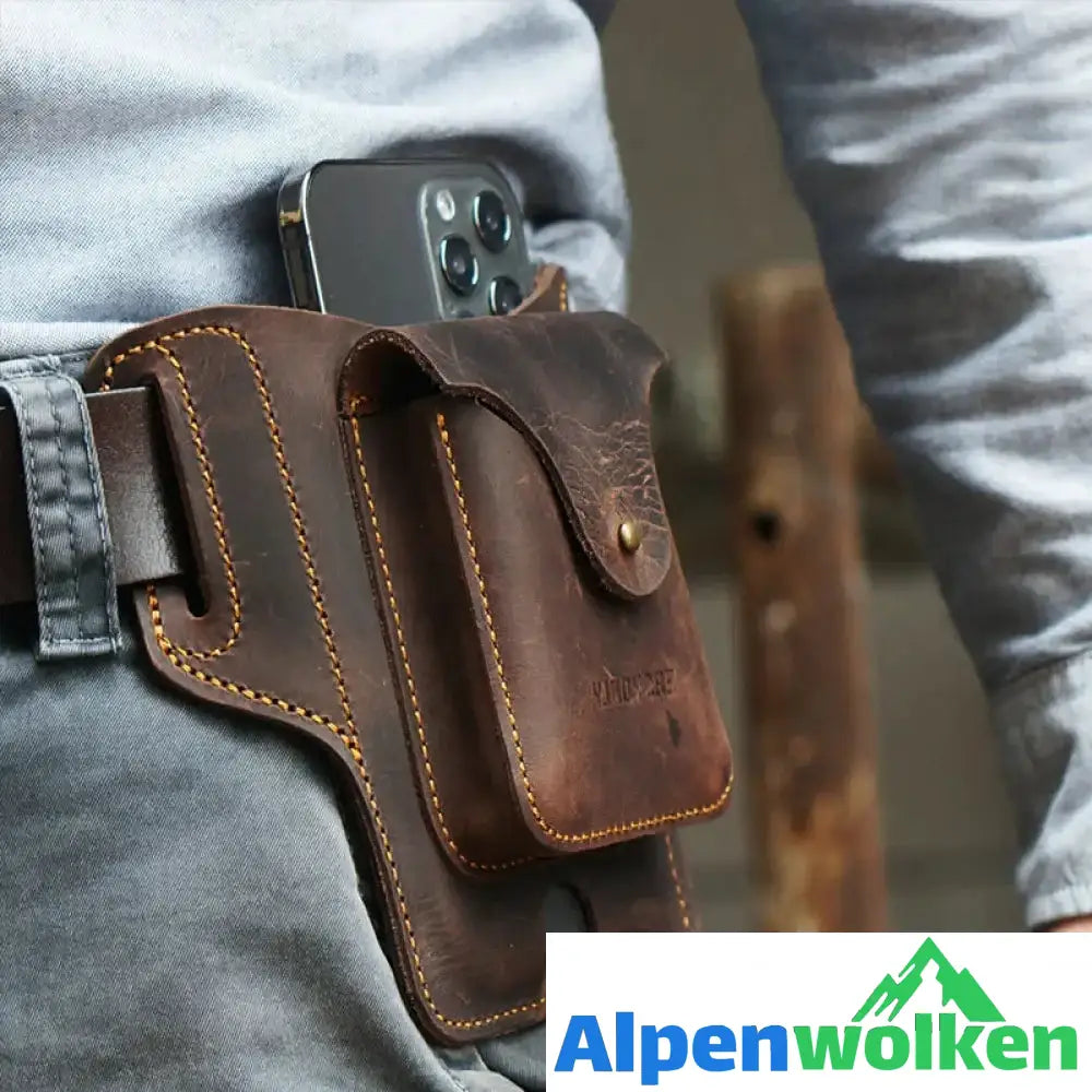 Alpenwolken - Handy-Gürteltasche aus Leder