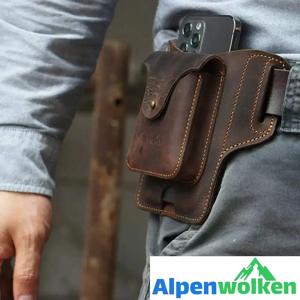 Alpenwolken - Handy-Gürteltasche aus Leder