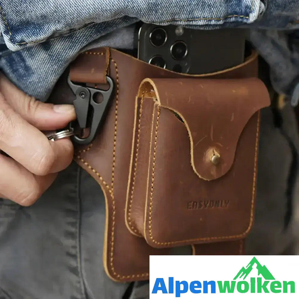 Alpenwolken - Handy-Gürteltasche aus Leder