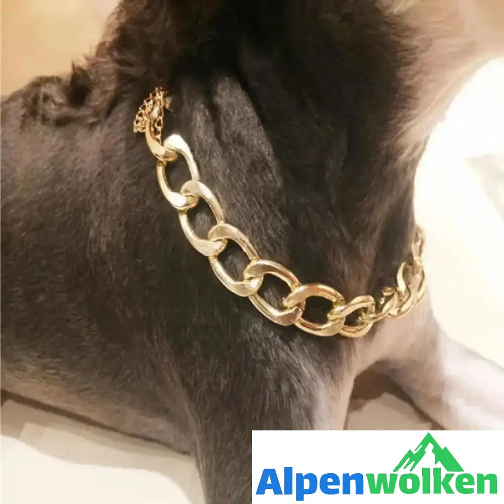 Alpenwolken - Haustier Schmuck Dicke Goldkette Halsband