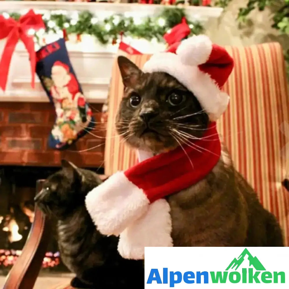 Alpenwolken - Haustier Weihnachtsfeiertag Weihnachtsmütze mit Schal