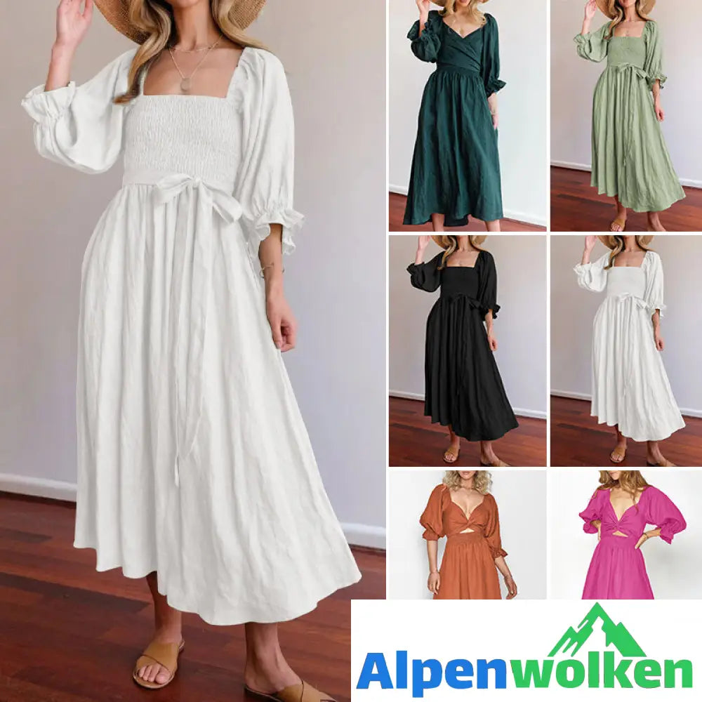 Alpenwolken - 🔥heißer Ausverkauf🔥Kleid mit Rüschen und Laternenärmeln