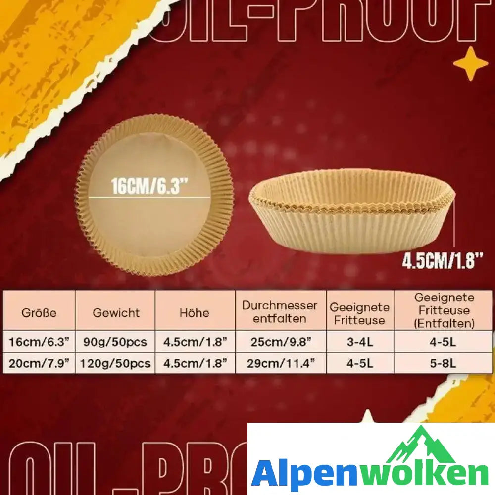 Alpenwolken - Heißluftfritteuse Einweg-Papiereinlage