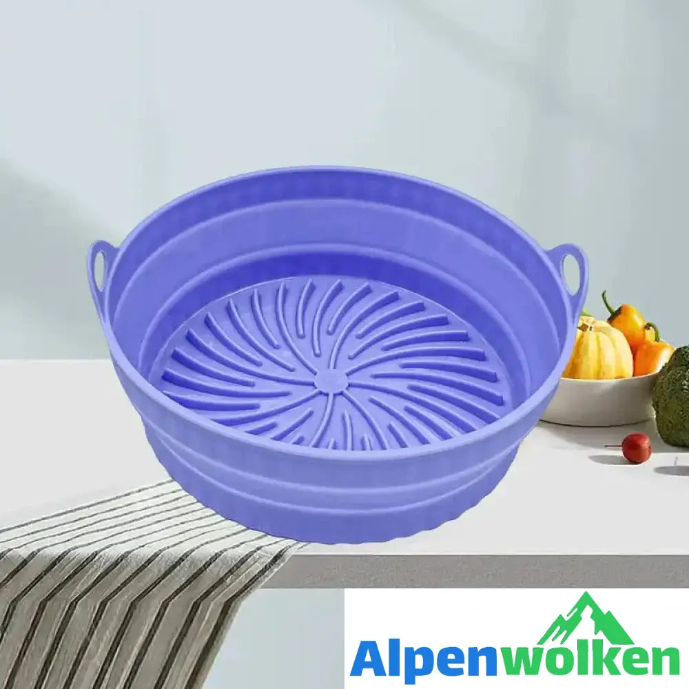 Alpenwolken - Heißluftfritteuse Grillpfanne aus Silikon Blau Rund