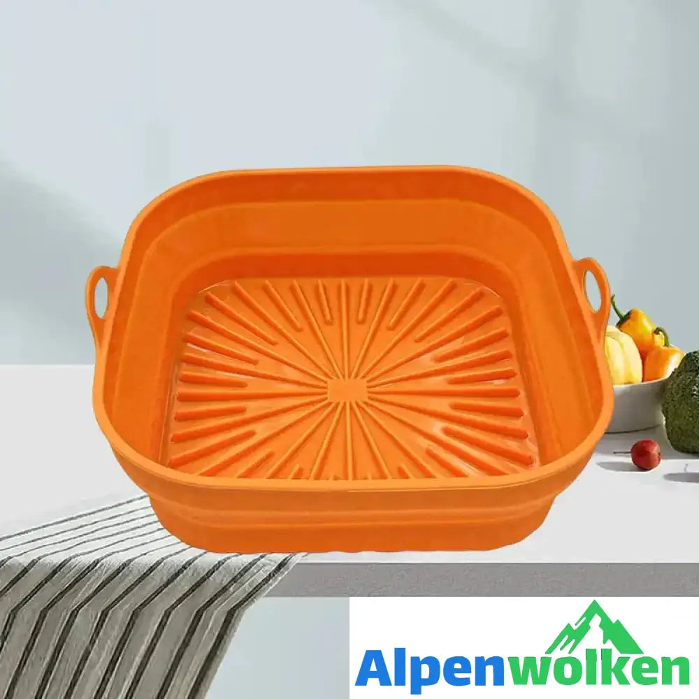 Alpenwolken - Heißluftfritteuse Grillpfanne aus Silikon Orange Quadratisch