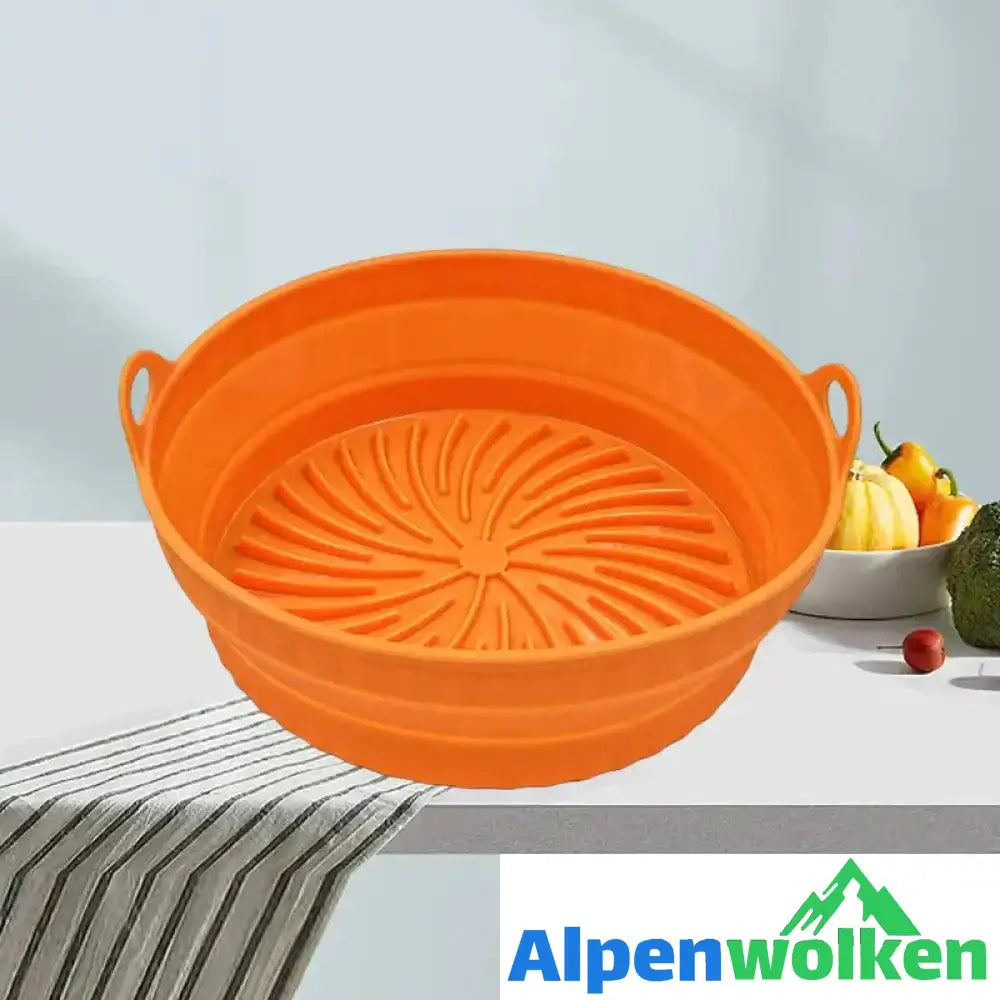 Alpenwolken - Heißluftfritteuse Grillpfanne aus Silikon Orange Rund