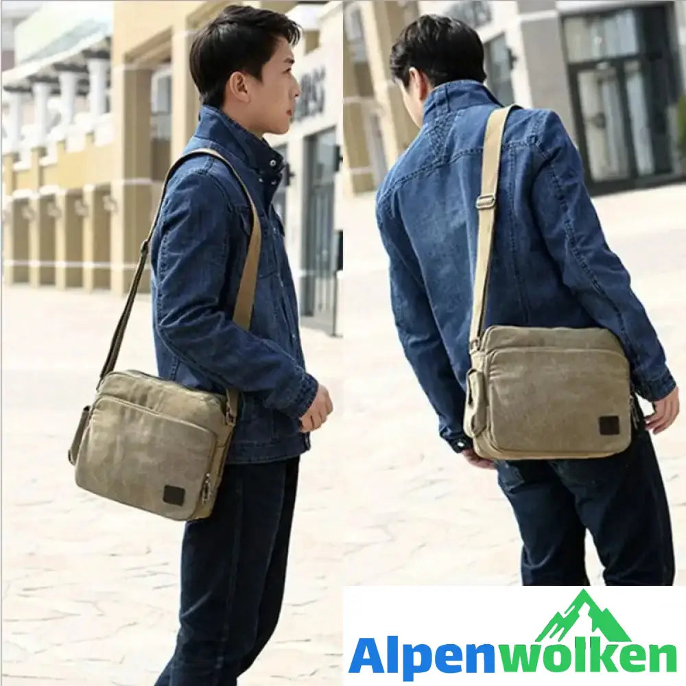 Alpenwolken - Herr Vintage Schultertasche aus Segeltuch