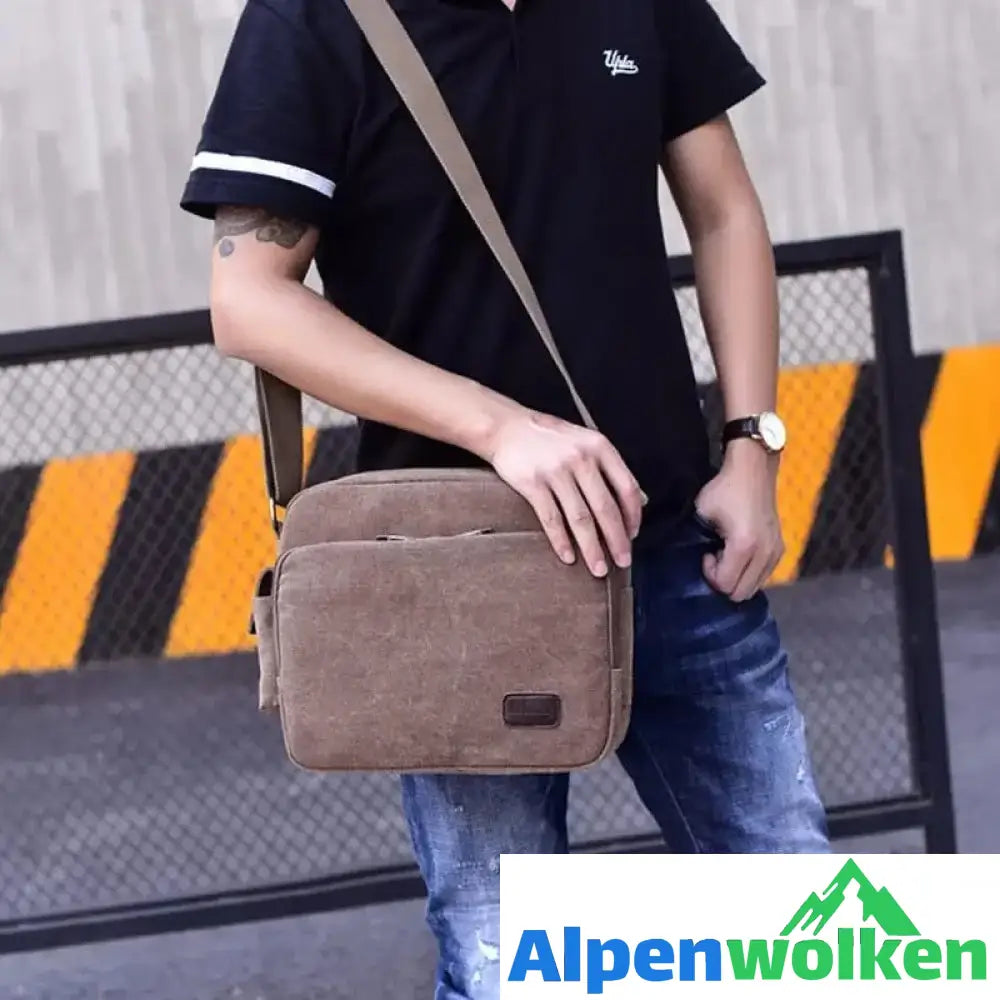 Alpenwolken - Herr Vintage Schultertasche aus Segeltuch