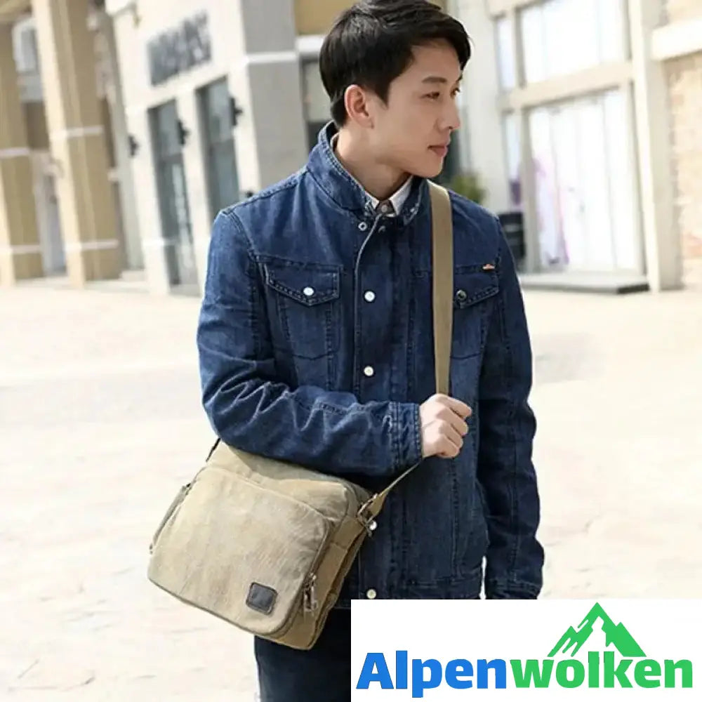 Alpenwolken - Herr Vintage Schultertasche aus Segeltuch