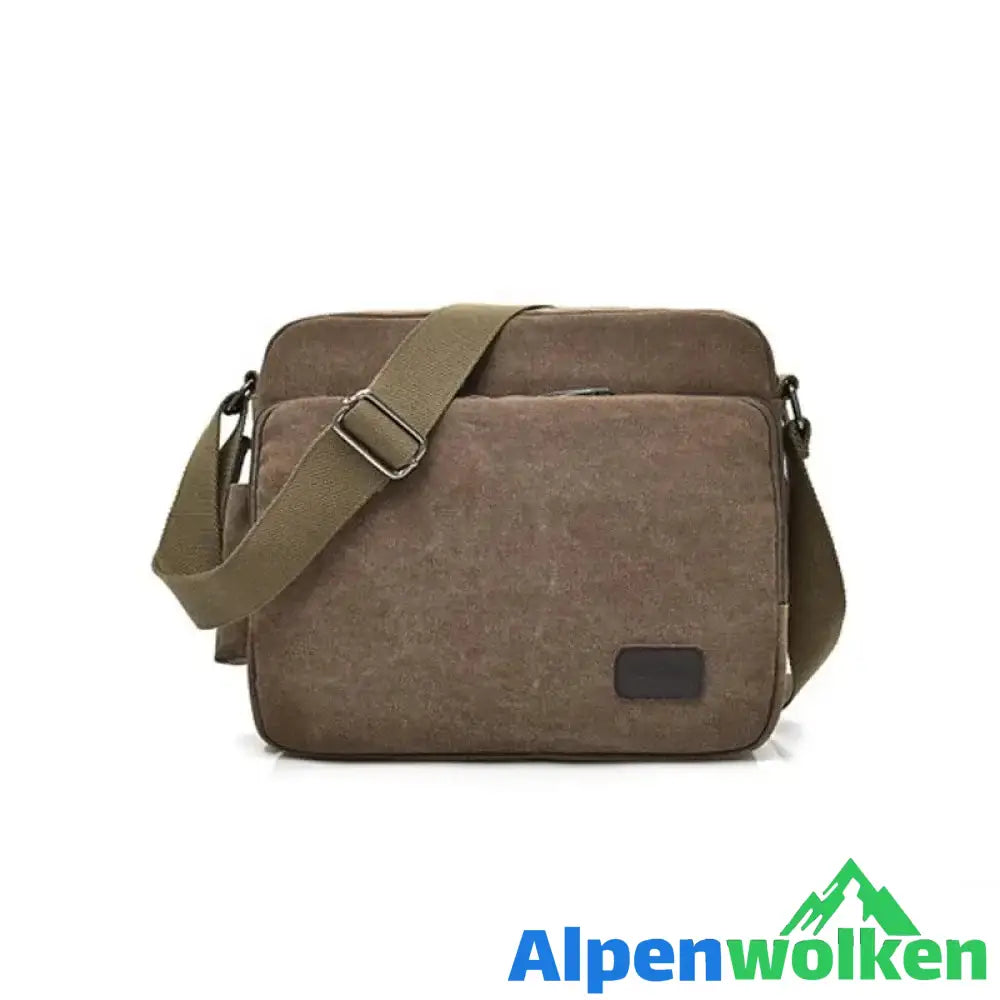 Alpenwolken - Herr Vintage Schultertasche aus Segeltuch Braun