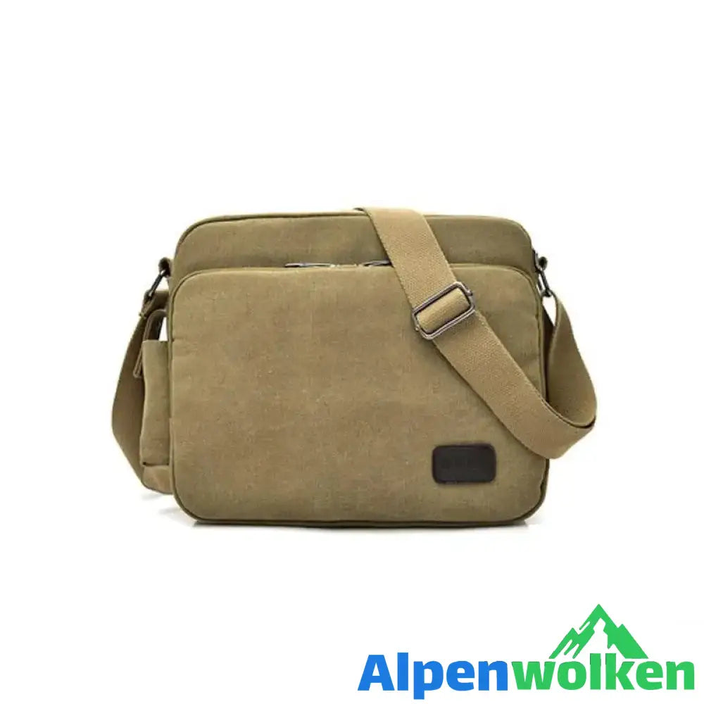 Alpenwolken - Herr Vintage Schultertasche aus Segeltuch Khaki