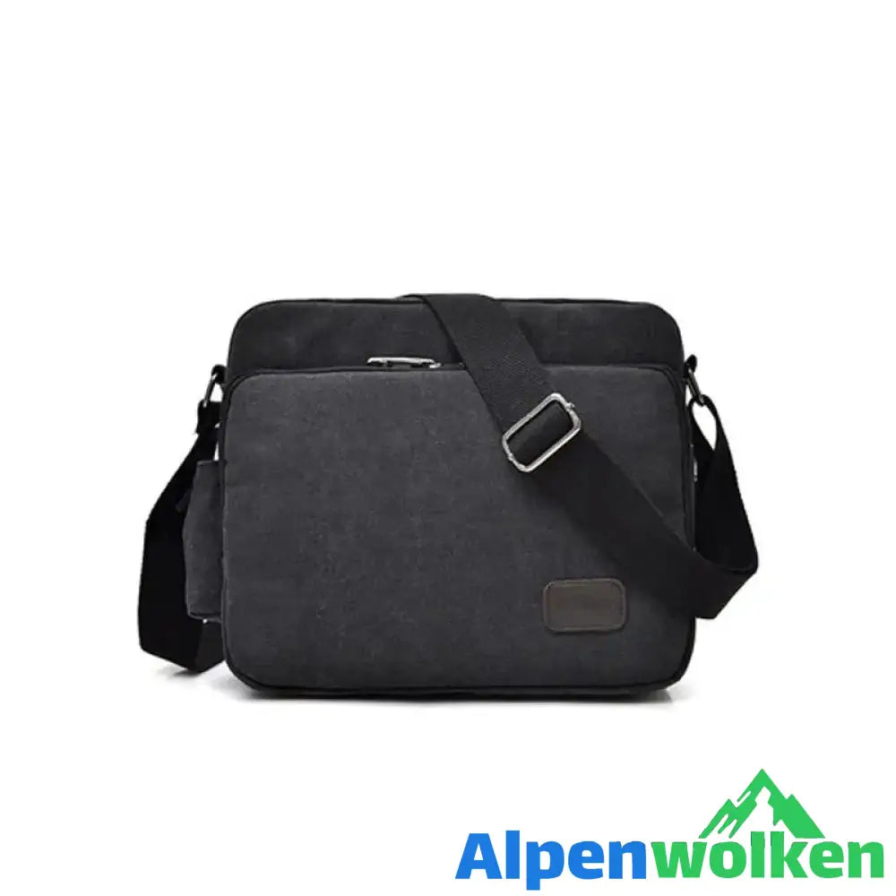 Alpenwolken - Herr Vintage Schultertasche aus Segeltuch Schwarz