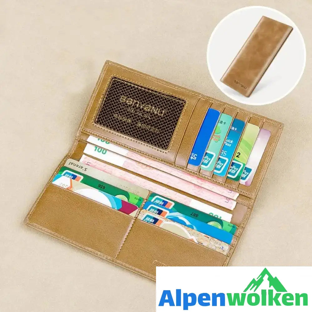 Alpenwolken - Herren Geldbörse Aus Leder Mit RFID-Blockierung Khaki