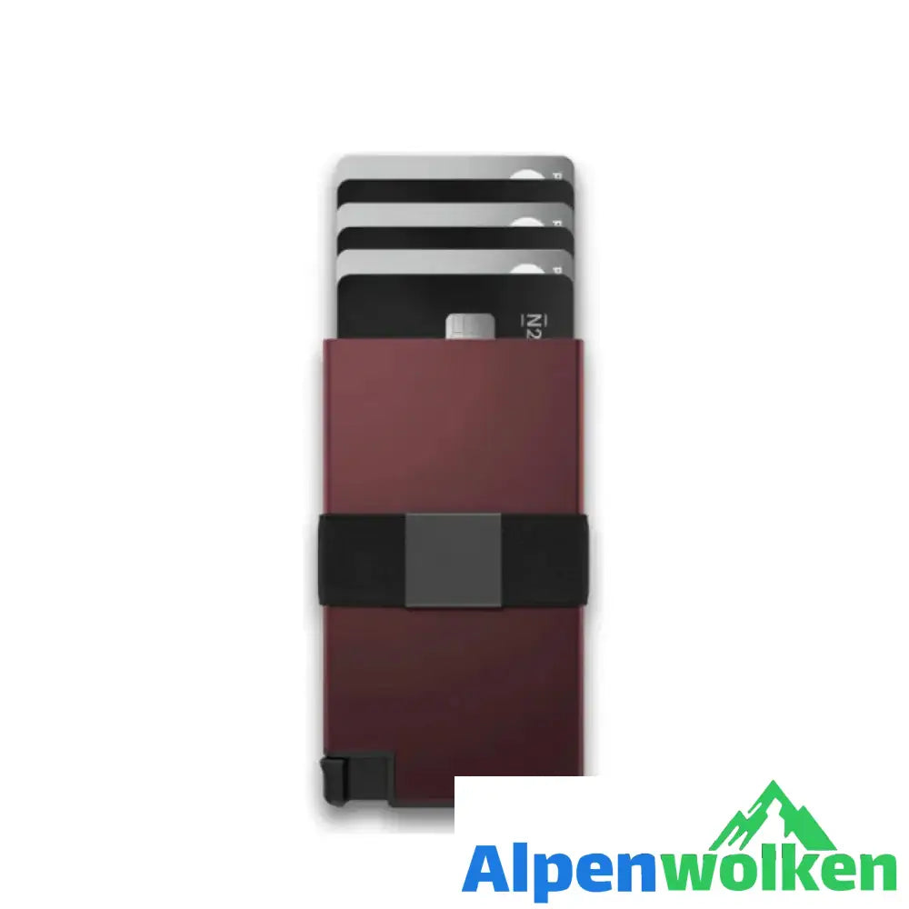 Alpenwolken - Herren-Kartenhalter aus Metall und Aluminium Weinrot