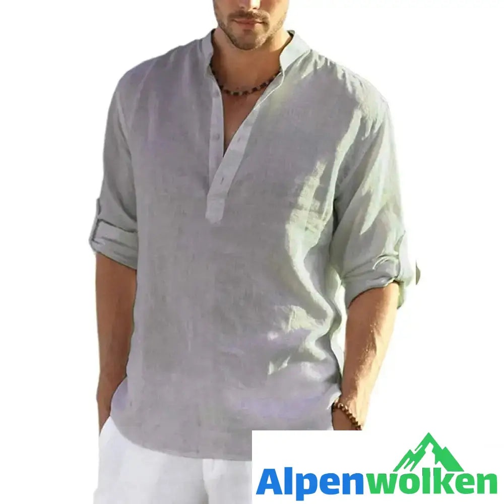 Alpenwolken - Herren Lässiges Hippie-T-Shirt Grau