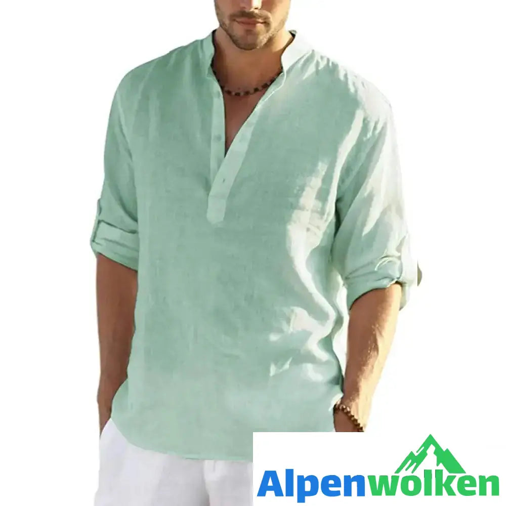 Alpenwolken - Herren Lässiges Hippie-T-Shirt Grün