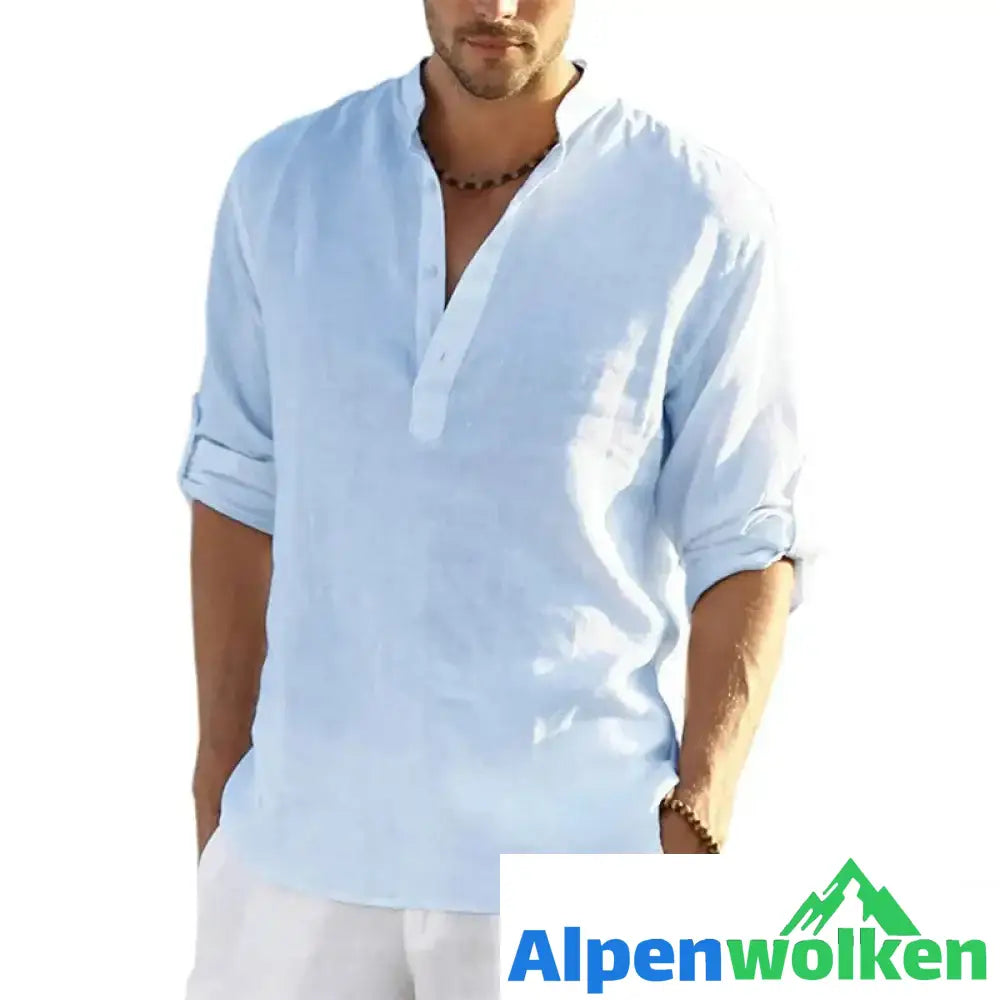 Alpenwolken - Herren Lässiges Hippie-T-Shirt Himmelblau