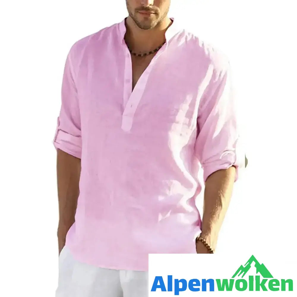 Alpenwolken - Herren Lässiges Hippie-T-Shirt Pink