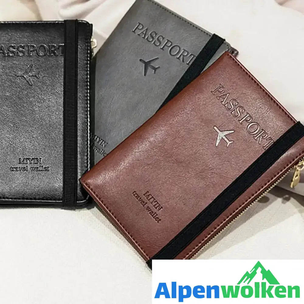 Alpenwolken - Herren Reisepass-Geldbörse aus Leder mit RFID-Blockierung