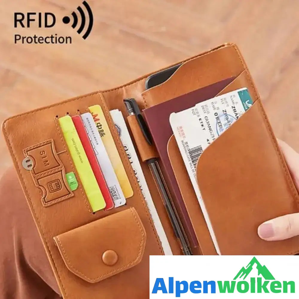 Alpenwolken - Herren Reisepass-Geldbörse aus Leder mit RFID-Blockierung