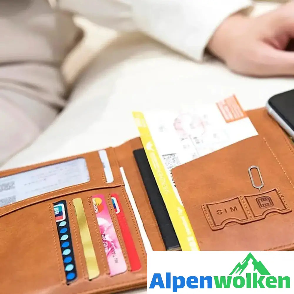 Alpenwolken - Herren Reisepass-Geldbörse aus Leder mit RFID-Blockierung