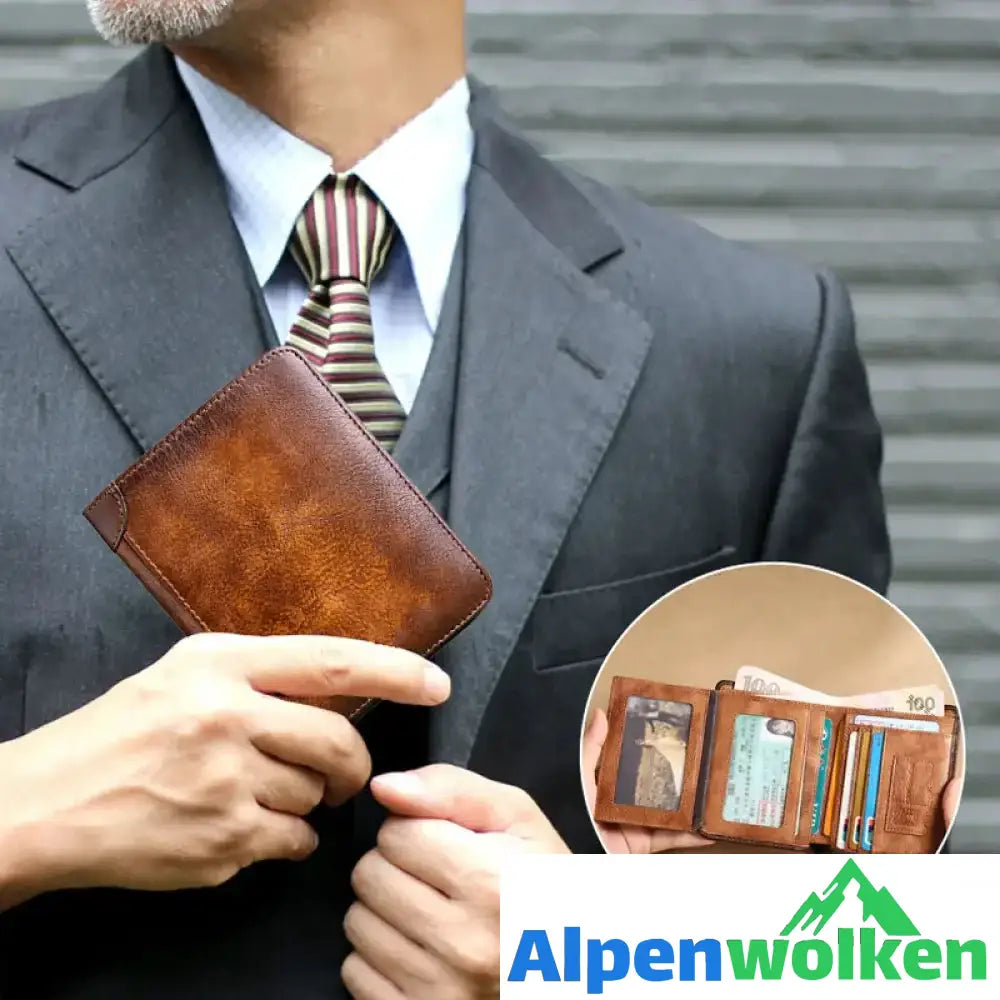 Alpenwolken - Herren Retro-Geldbörse aus PU-Leder mit RFID-Blockierung