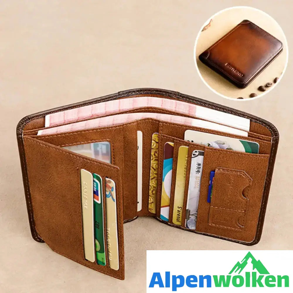 Alpenwolken - Herren Retro-Geldbörse aus PU-Leder mit RFID-Blockierung Braun PU + Mikrofaser