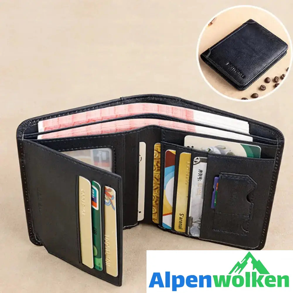 Alpenwolken - Herren Retro-Geldbörse aus PU-Leder mit RFID-Blockierung Dunkelblau PU + Mikrofaser