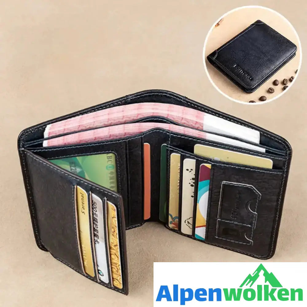 Alpenwolken - Herren Retro-Geldbörse aus PU-Leder mit RFID-Blockierung Dunkelblau Volles PU-Leder