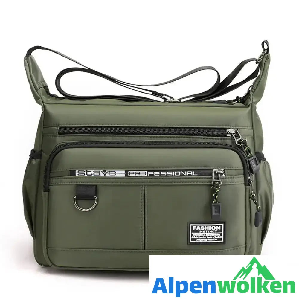 Alpenwolken - Herren Umhängetasche mit mehreren Taschen Grün