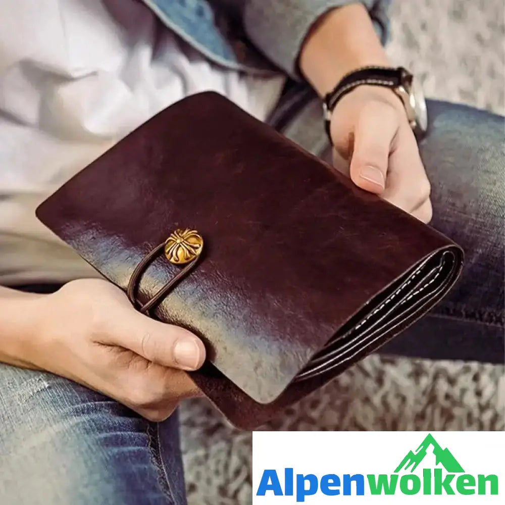 Alpenwolken - Herren Vintage Kartenhalter lange Brieftasche Braun