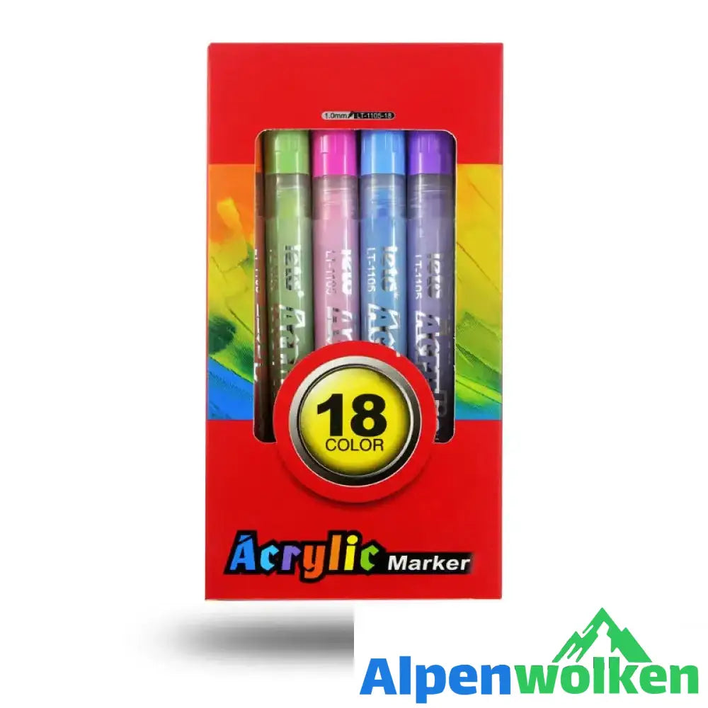 Alpenwolken - Hochpigmentierte Acrylfarben-Marker 18 Farbe