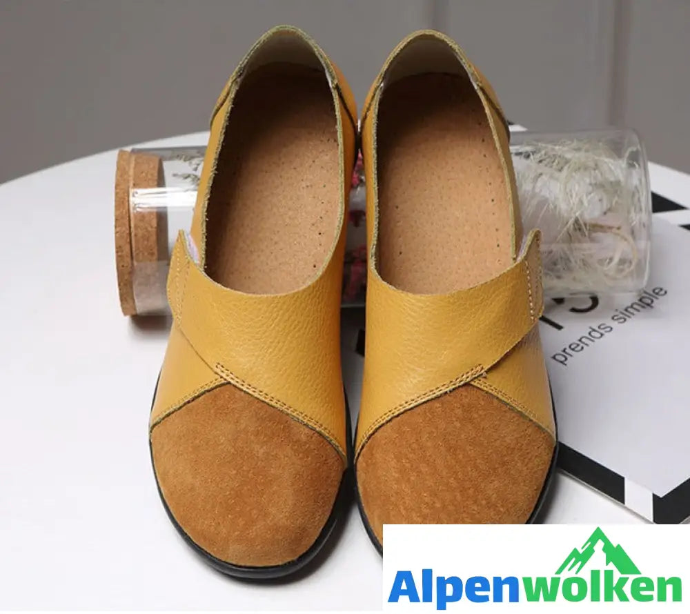 Alpenwolken - Hochwertige orthopädische Schuhe aus echtem, bequemem Leder Loafers Gelb