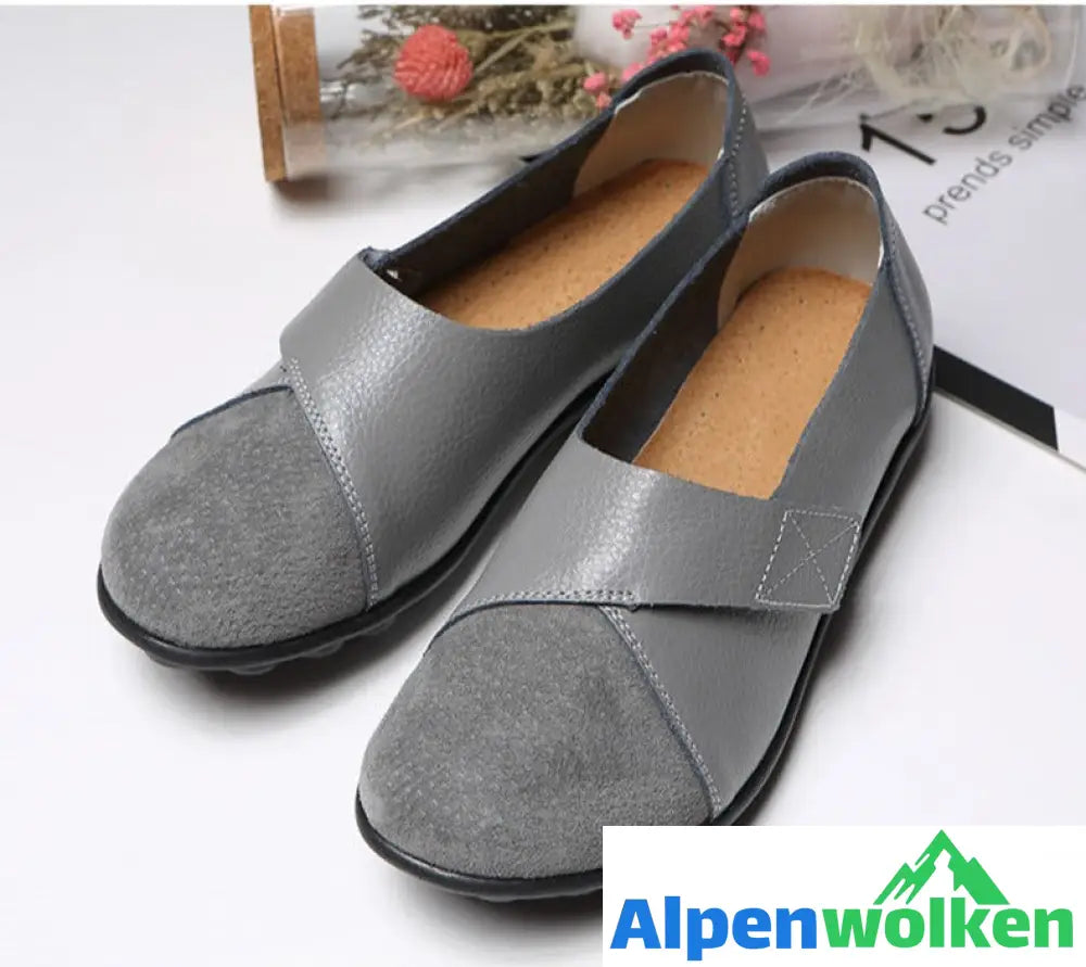 Alpenwolken - Hochwertige orthopädische Schuhe aus echtem, bequemem Leder Loafers Grau