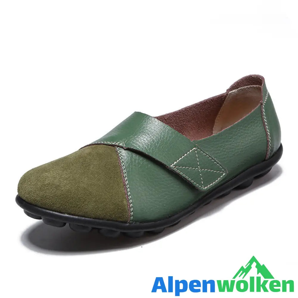 Alpenwolken - Hochwertige orthopädische Schuhe aus echtem, bequemem Leder Loafers Grün