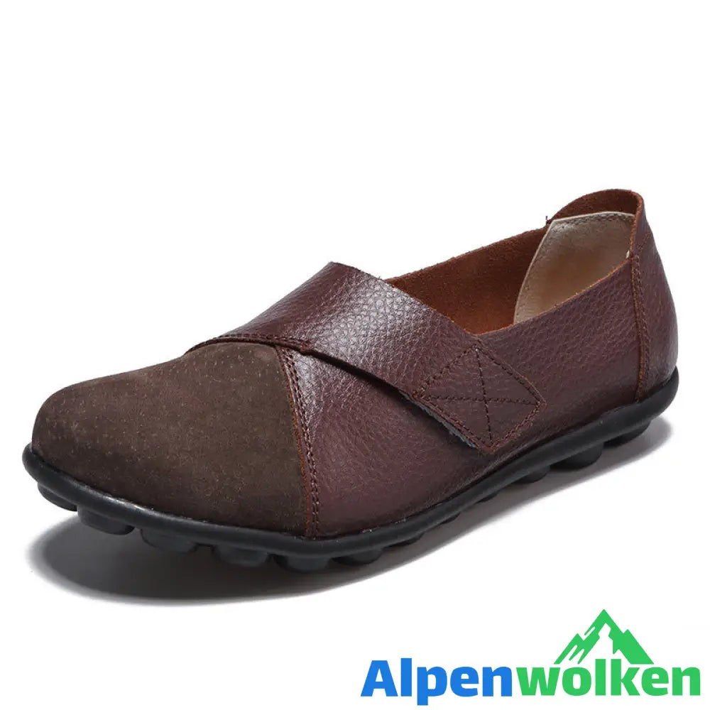 Alpenwolken - Hochwertige orthopädische Schuhe aus echtem, bequemem Leder Loafers Kaffee